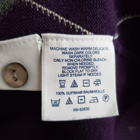 Lands' End Argyle Cardigan Purple Size L - Picture 4 of 9